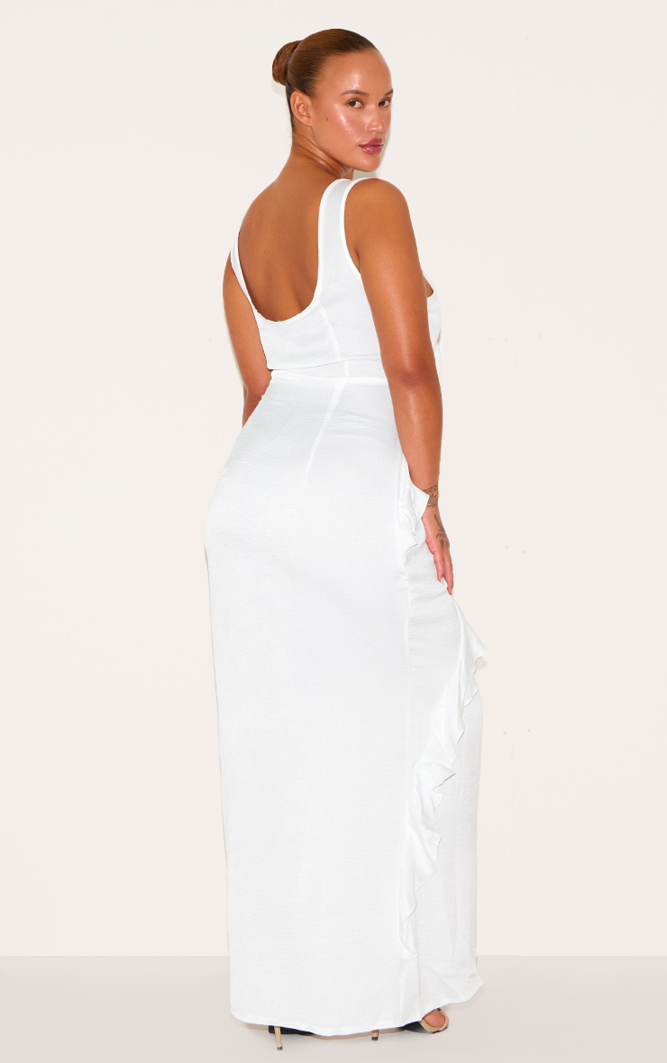 Plus Robe longue satinée blanche à étages image 2