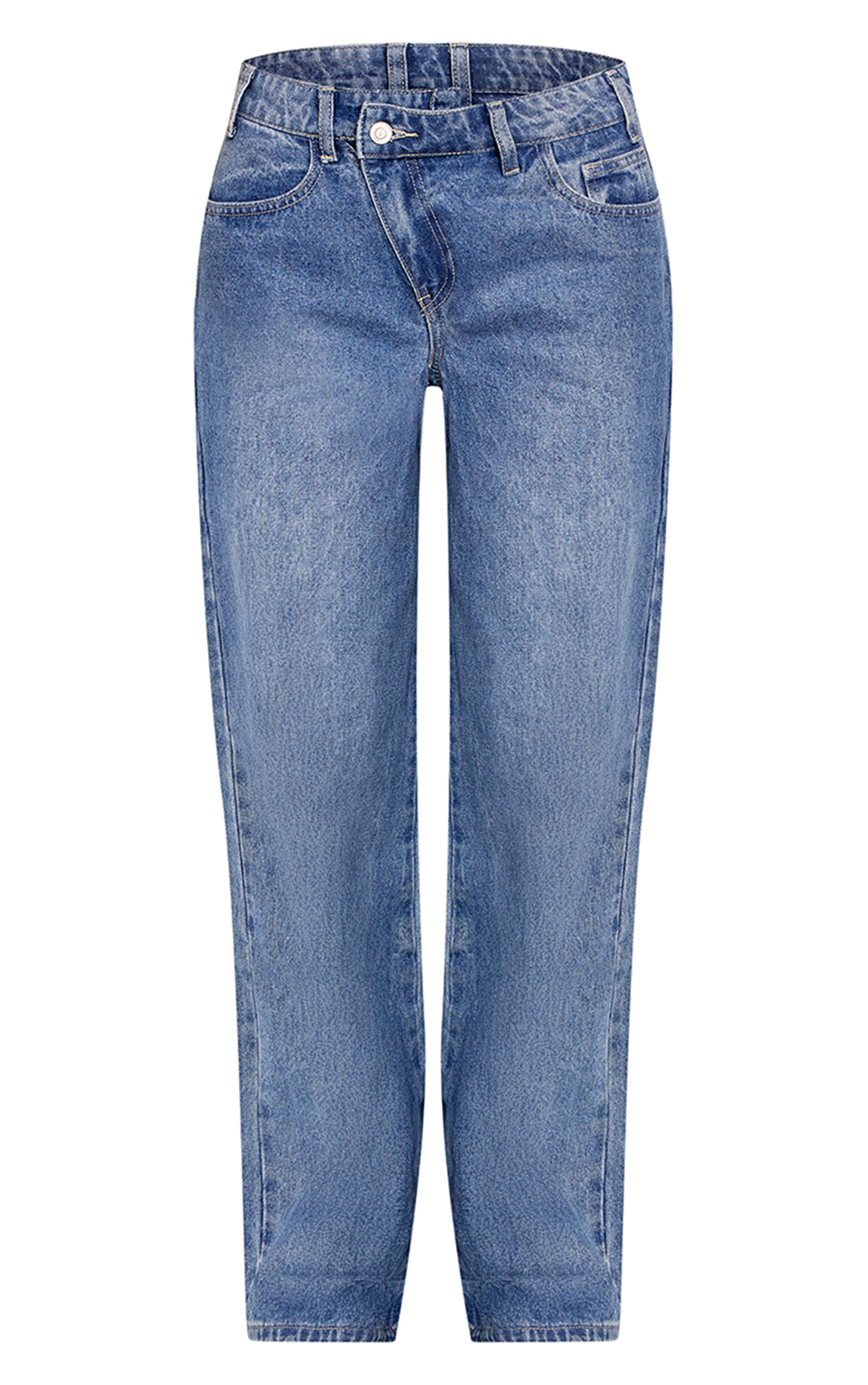 Jean large bleu moyen à taille asymétrique image 5