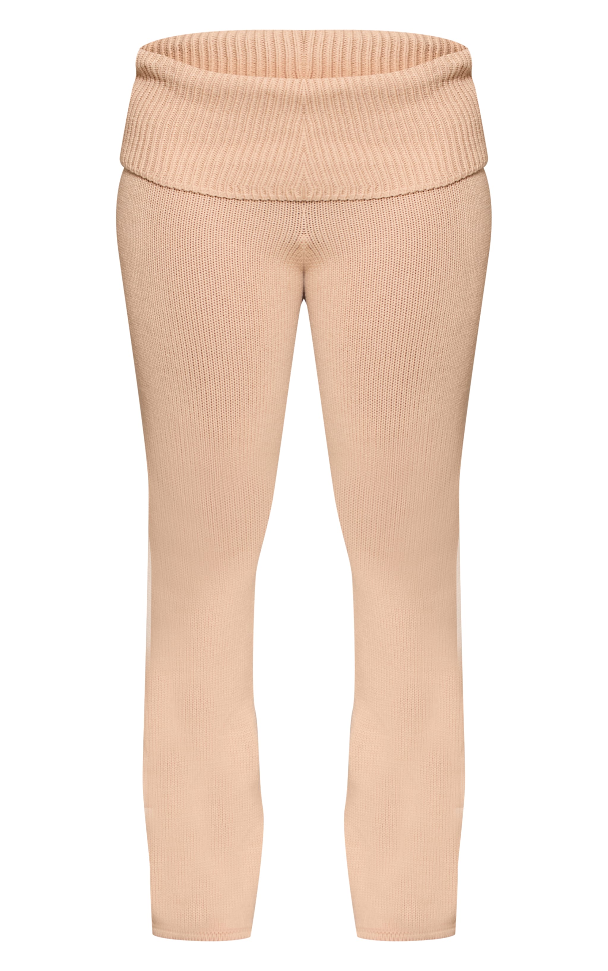 Shape Oatmeal Knitted Foldover Flare Leg Pants image 5