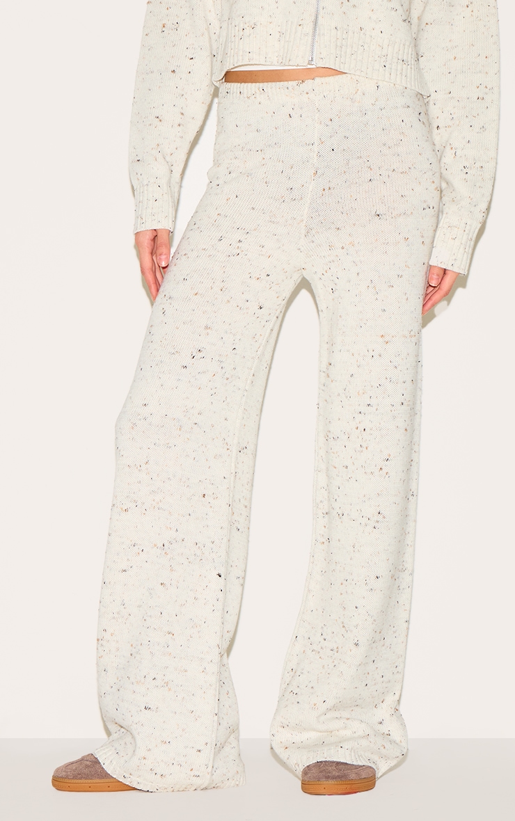 Cream Space Dye Knitted Trousers image 2