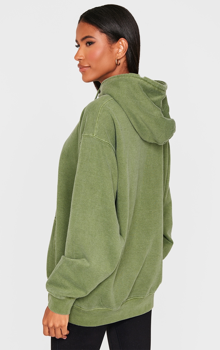 Dark Khaki Washed Oversized Hoodie image 2