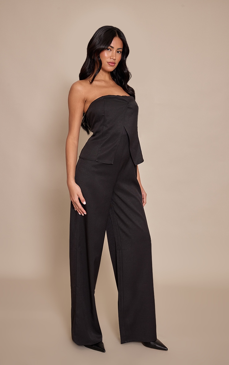 Black Bandeau Tailored Straight Leg Jumpsuit image 3