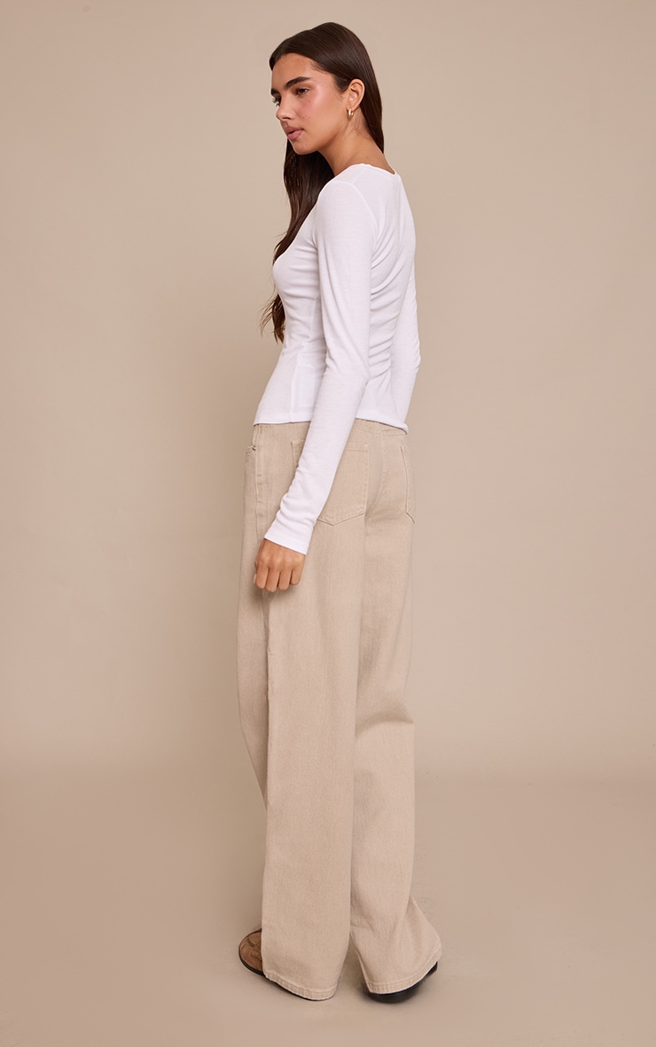 Sand Mid Rise Straight Leg Jeans image 3