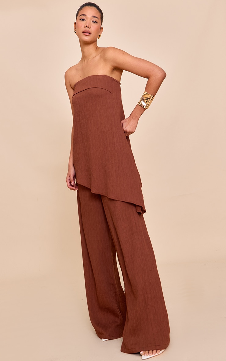  Chocolate Bandeau Asymmetric Drape Detail Top image 3