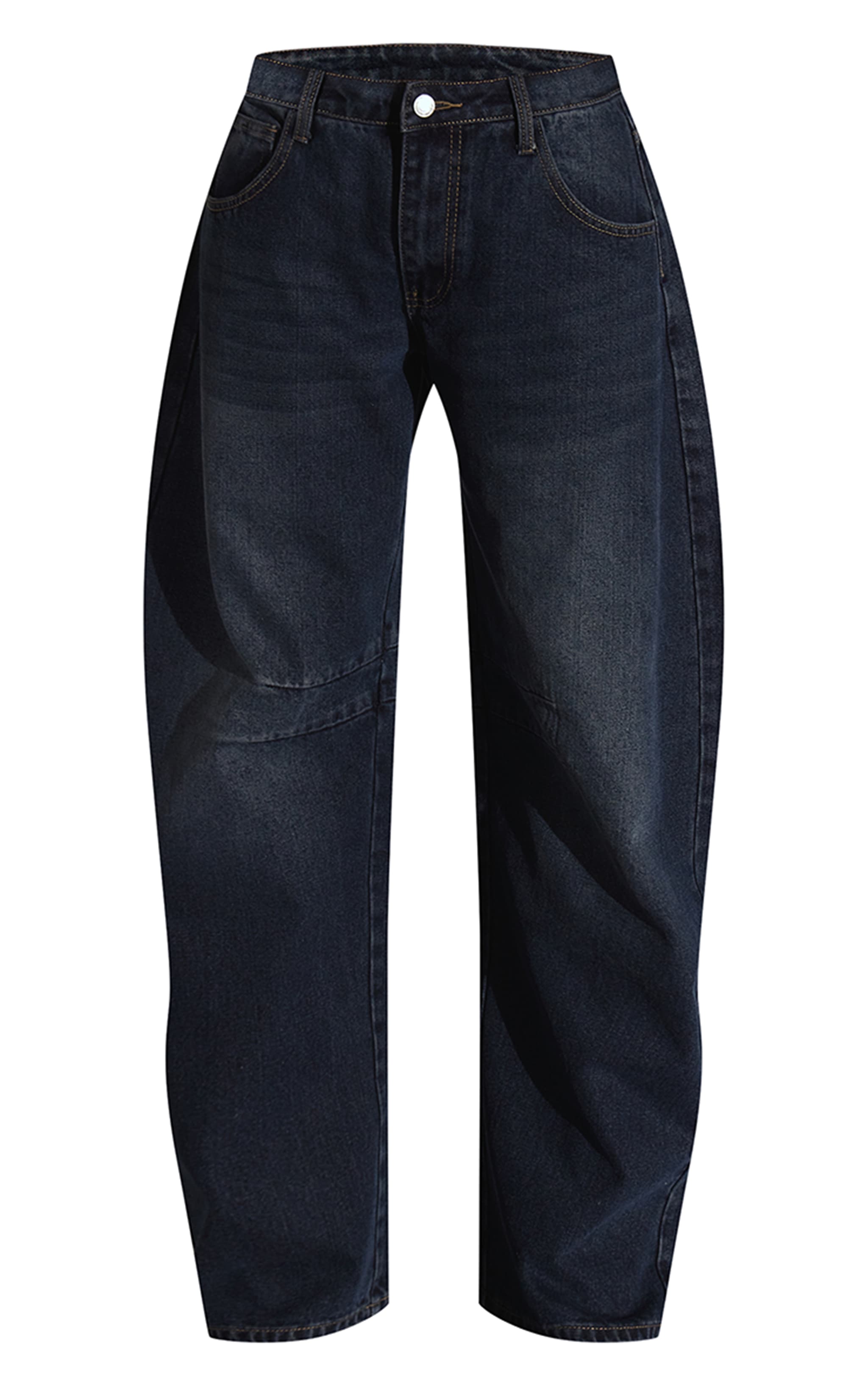 Dark Blue Vintage Low Rise Barrel Jeans image 5