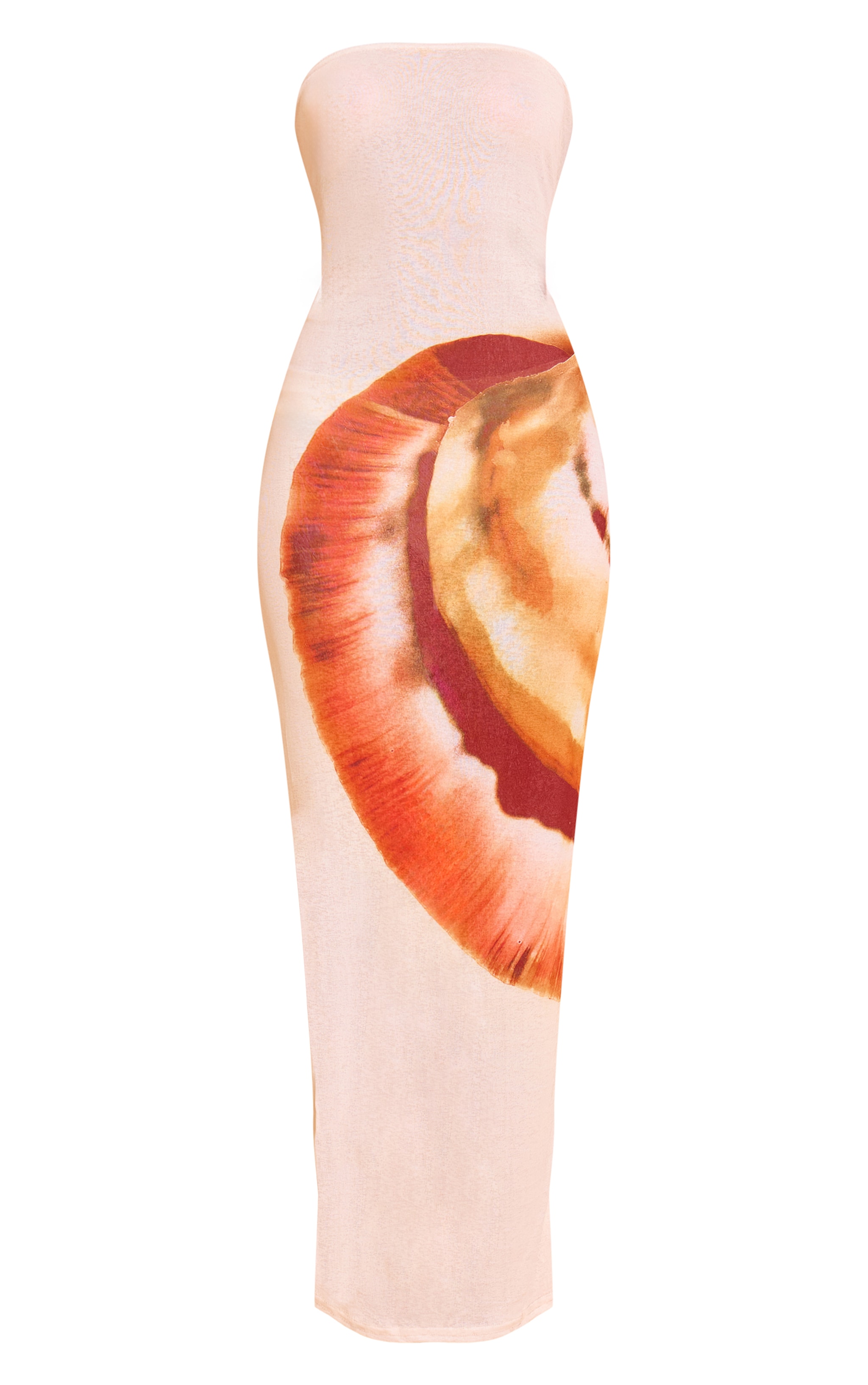 Cream Onion Skin Bandeau Abstract Print Maxi Dress image 5