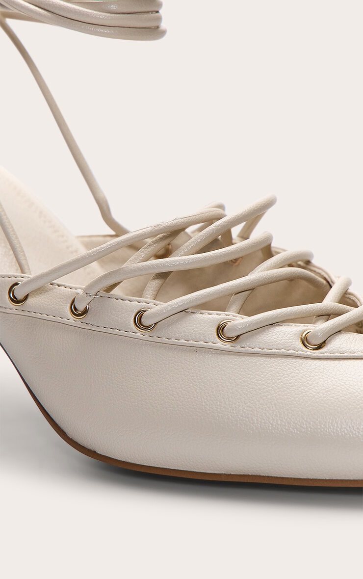 Cream Lace Up Mule Courts image 5