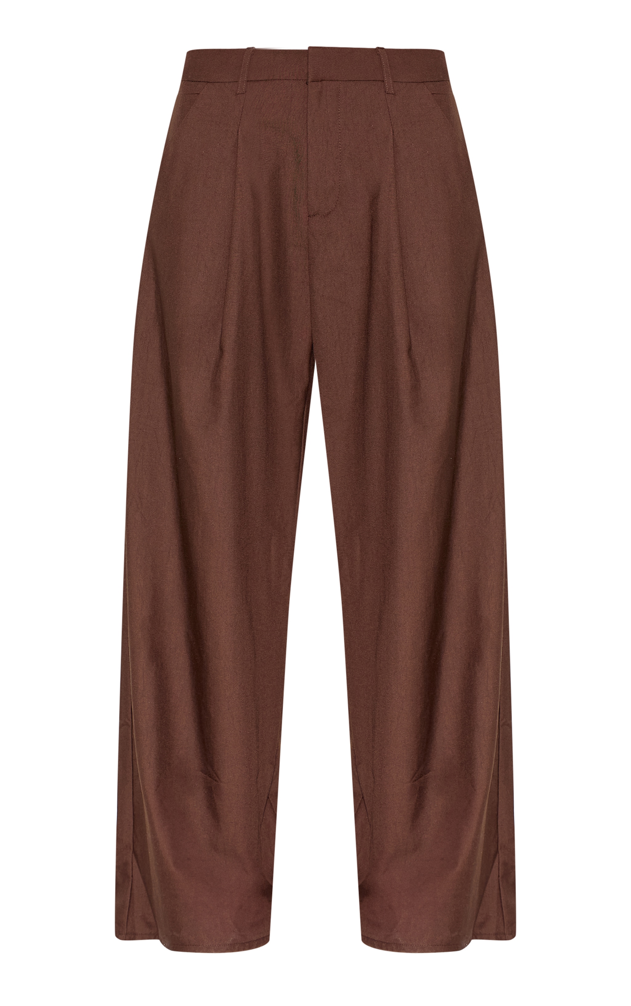Chocolate Woven Double Pleat Wide Leg Pants image 5