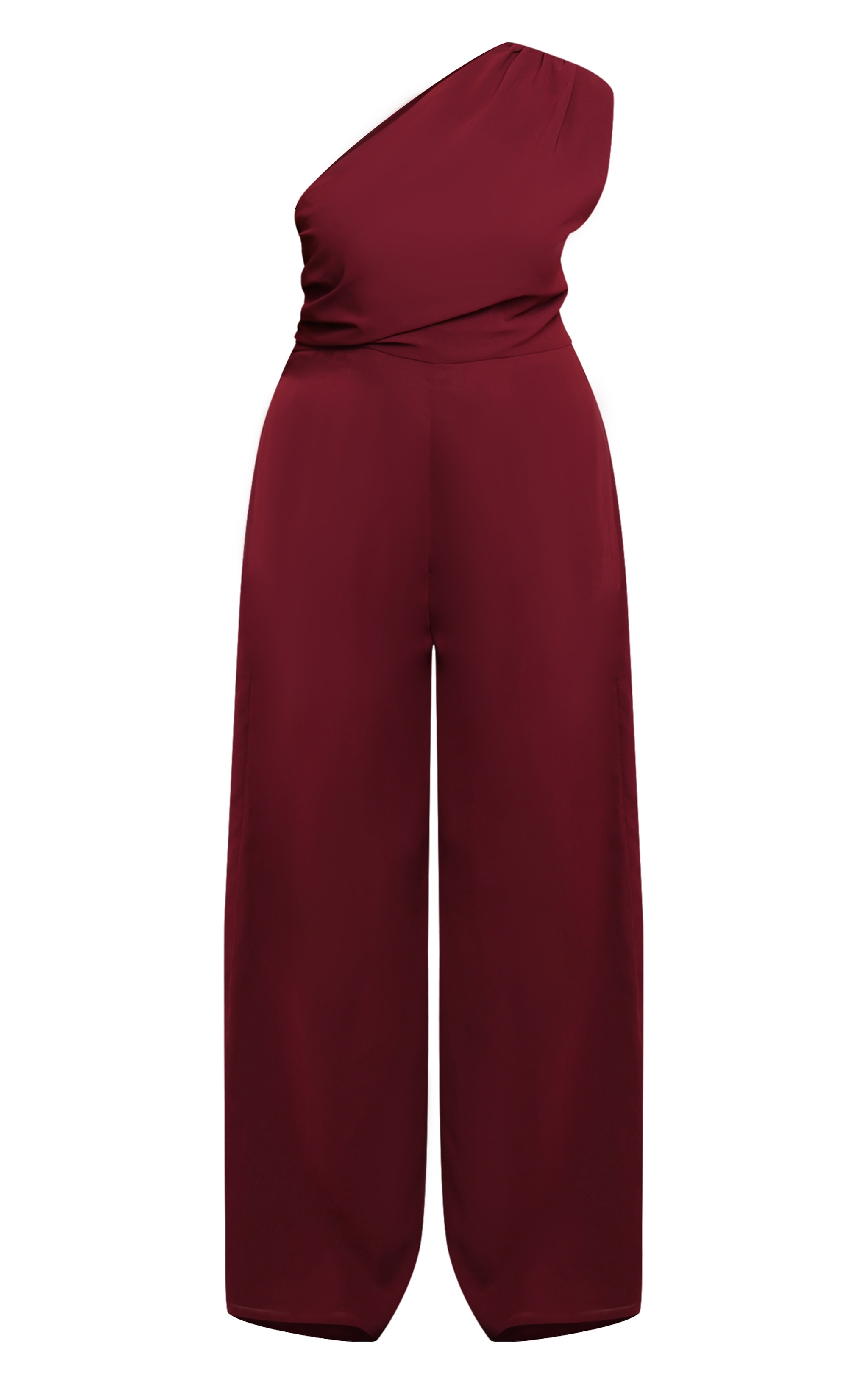 Plus Plum Chiffon One Shoulder Ruched Jumpsuit image 5