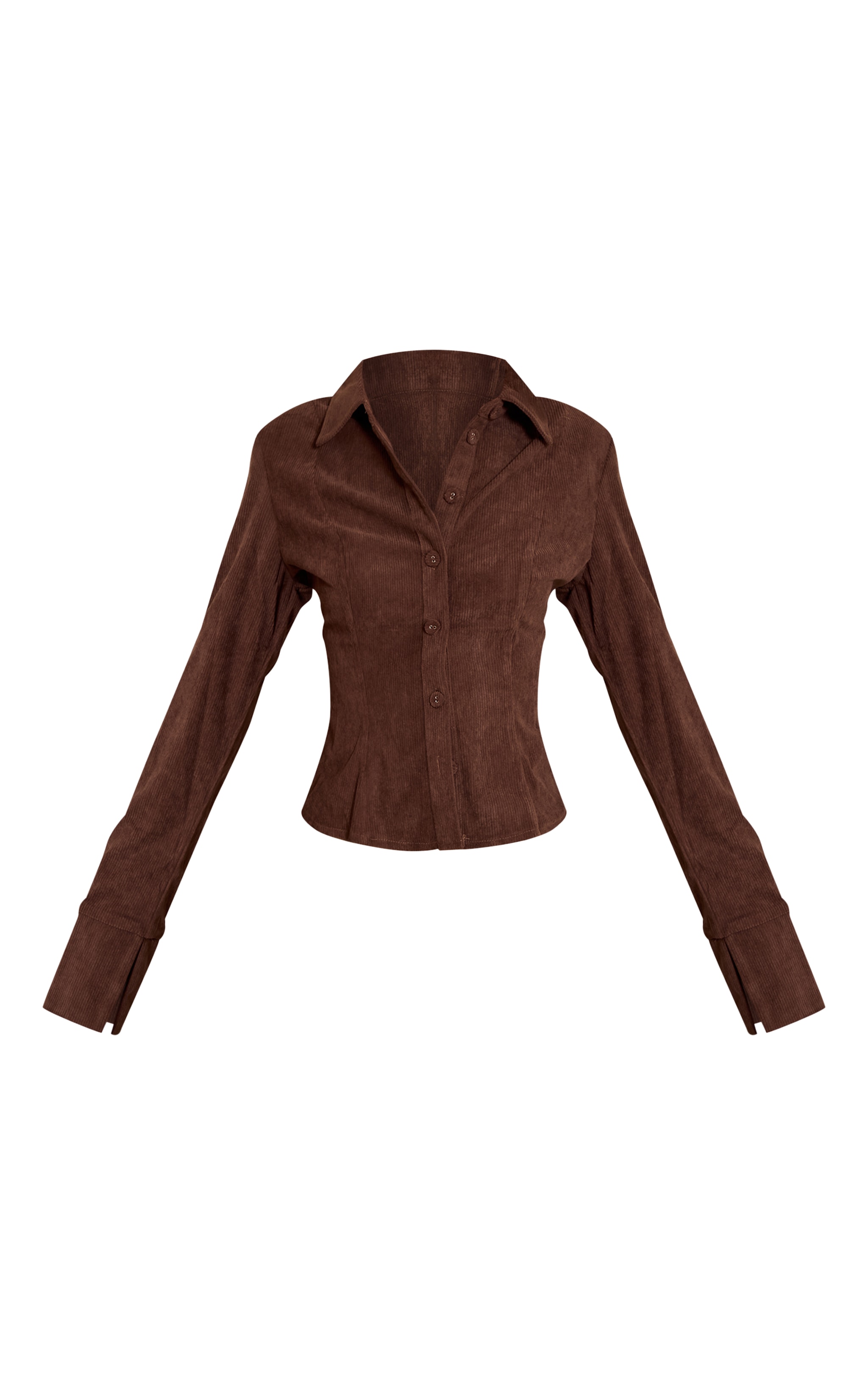 Chemise ajustée en velours côtelé chocolat image 5