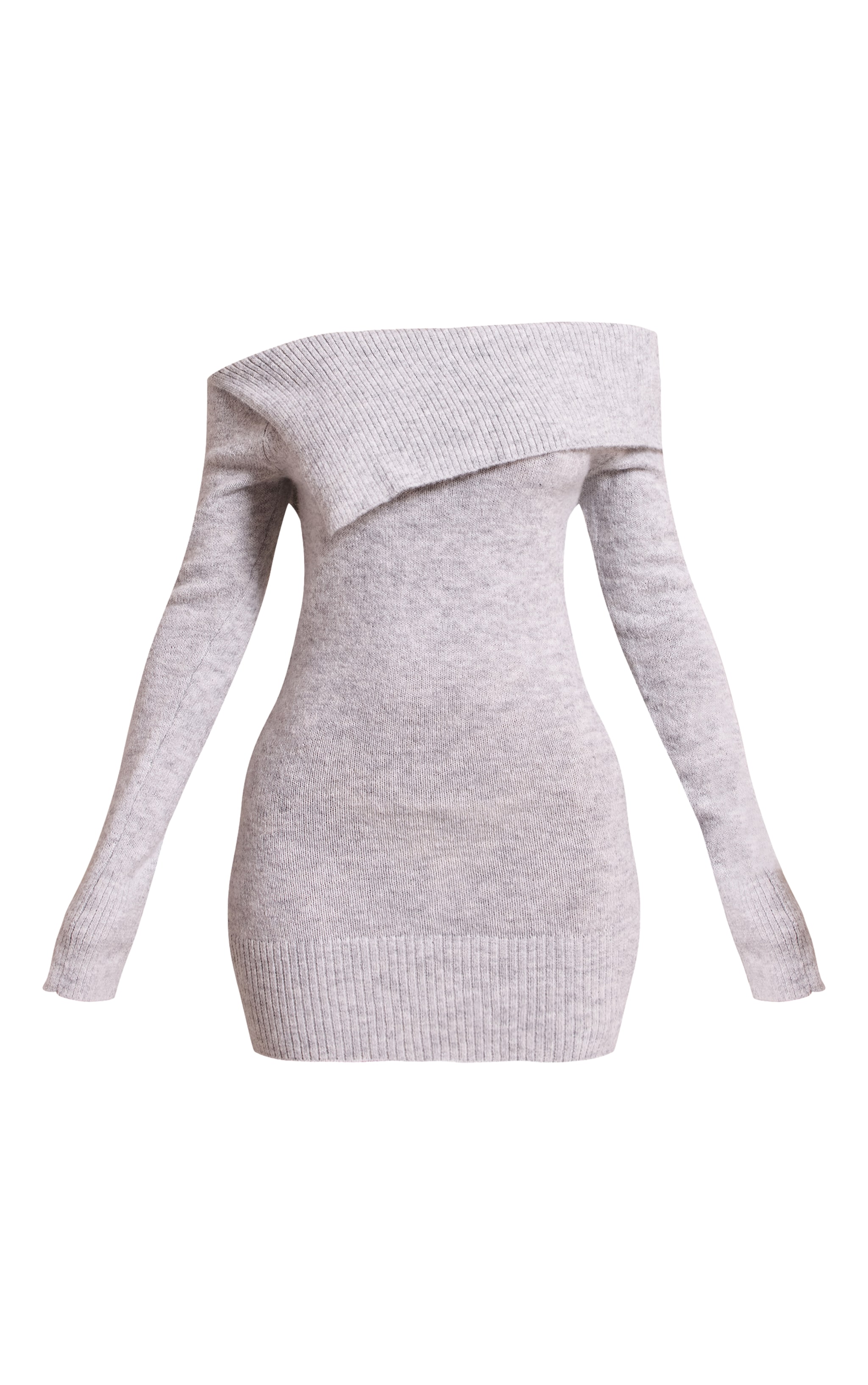 Petite Ash Grey Knitted Foldover Asymmetric Dress image 5