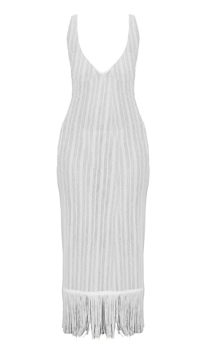 Cream Sheer Tassel Hem Beach Dress image 5