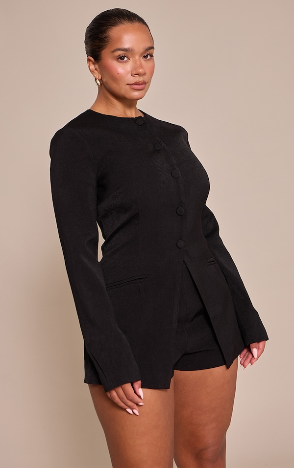 Shape Black Button Front Blazer Playsuit
