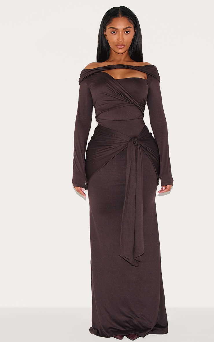 Shape Chocolate Super Soft Wrap Drape Maxi Skirt image 4