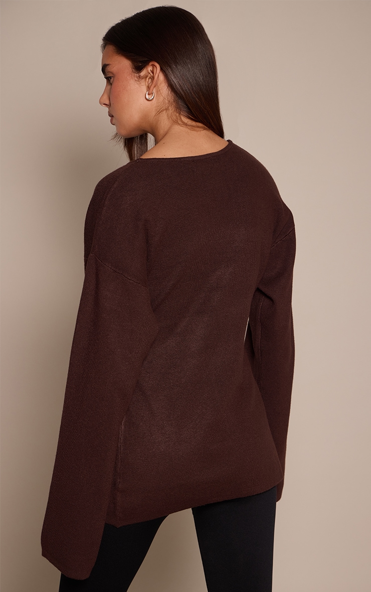 Chocolate Long Sleeve Wrap Cardigan  image 2
