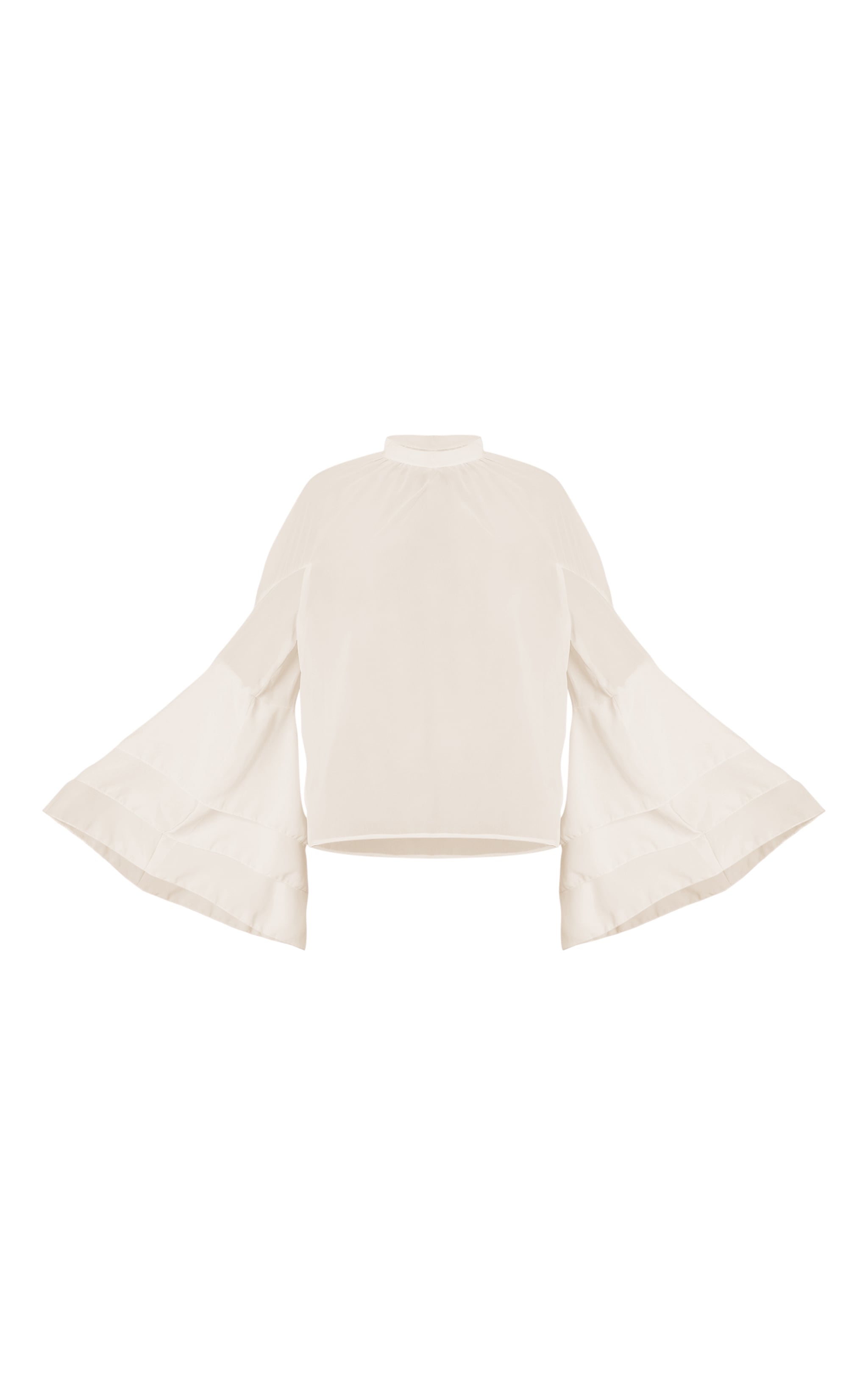Cream Chiffon High Neck Ruffle Sleeve Detail Blouse image 5