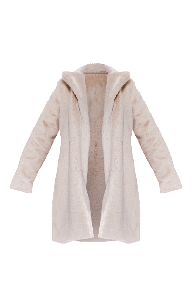 Cream Faux Fur Midi Coat image 5