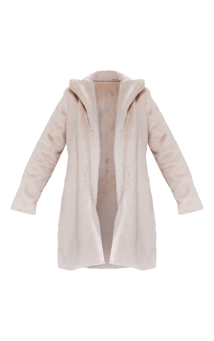 Manteau mi-long en fausse fourrure crème image 5