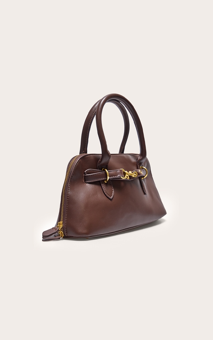 Mini sac bowling en PU chocolat image 2