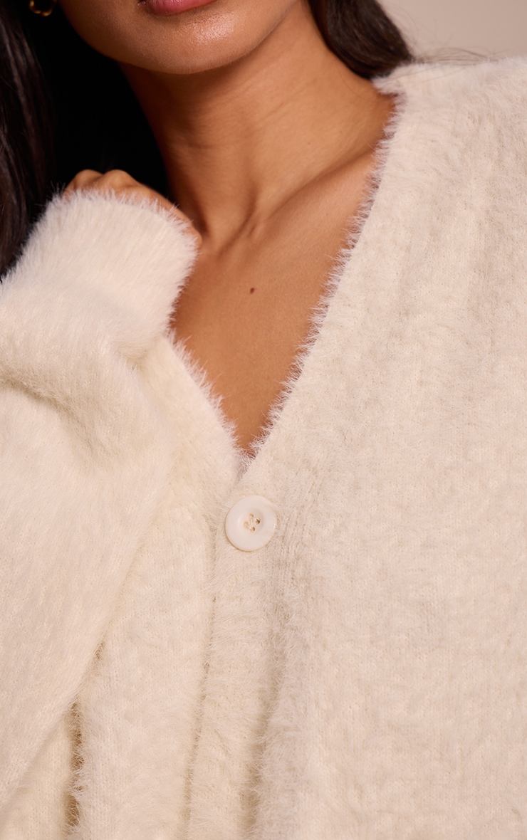 Petite Cream Asymmetric Button Up Jumper image 4
