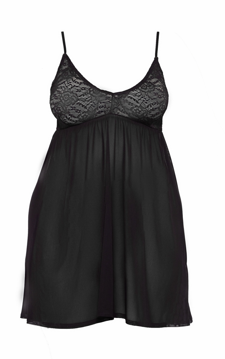 Plus Black Lace Sheer Mesh Baby Doll image 1