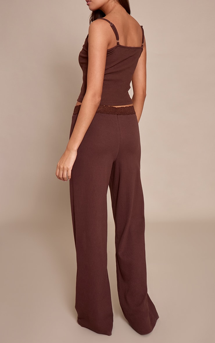 Chocolate Lace Trim Wide Leg Pant image 2