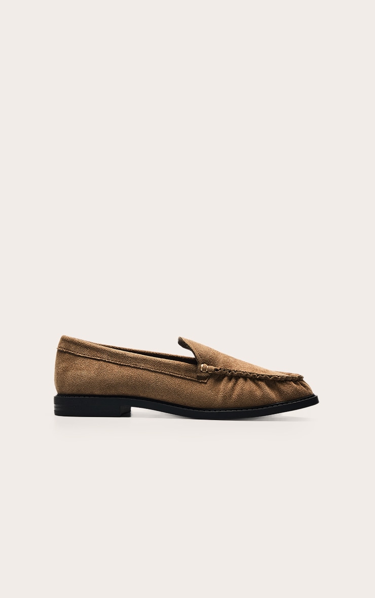 Taupe Faux Suede Slip On Loafers image 2