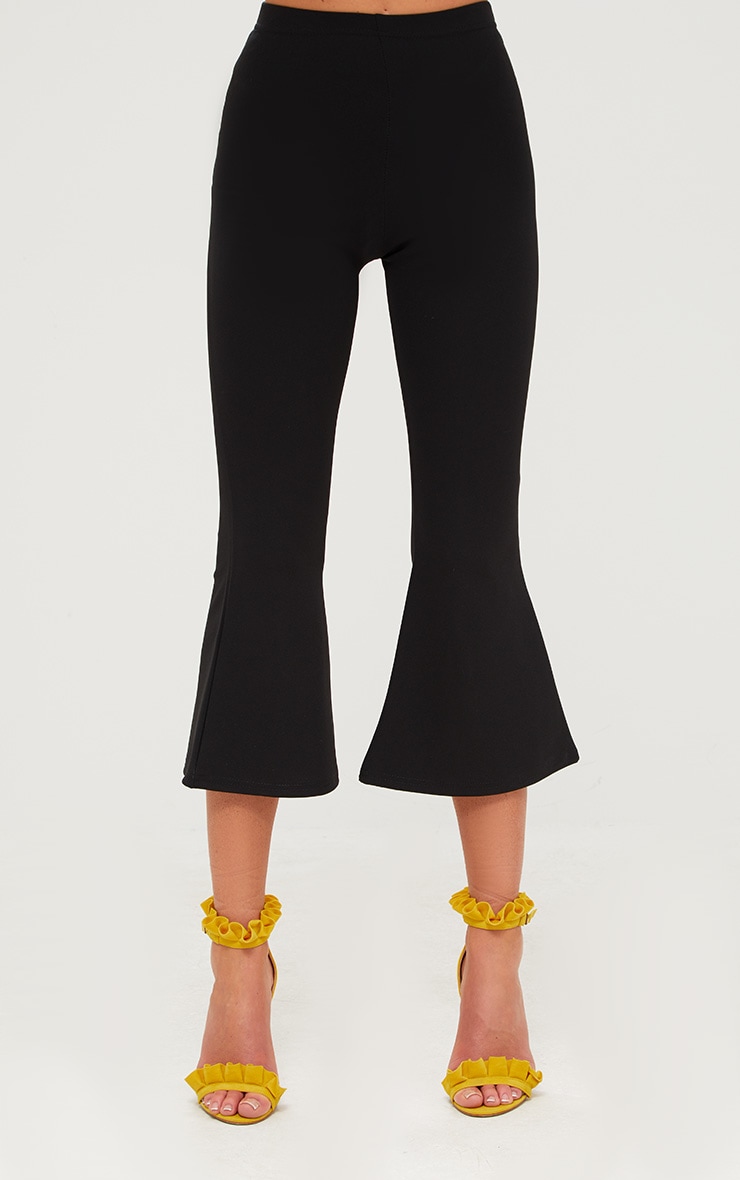 Black Cropped Flare Trousers Trousers PrettyLittleThing