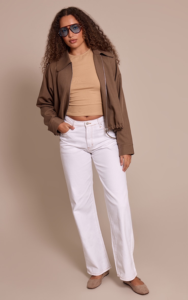 Tall White Straight Leg High Rise Jeans image 1