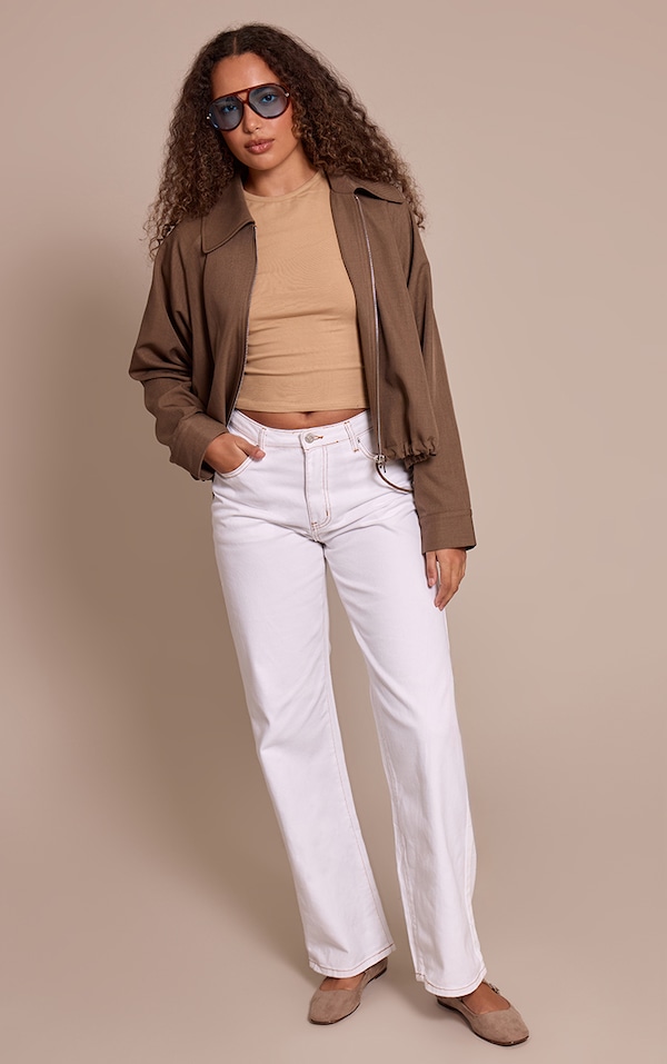 Tall White Straight Leg High Rise Jeans