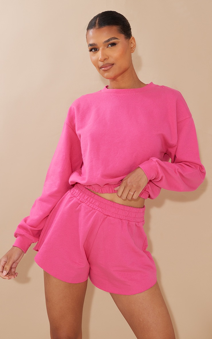Hot Pink Lightwight Loopback Oversized Runner Shorts image 4