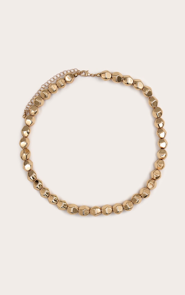 Gold Textured Bubble Chain Necklace image 2