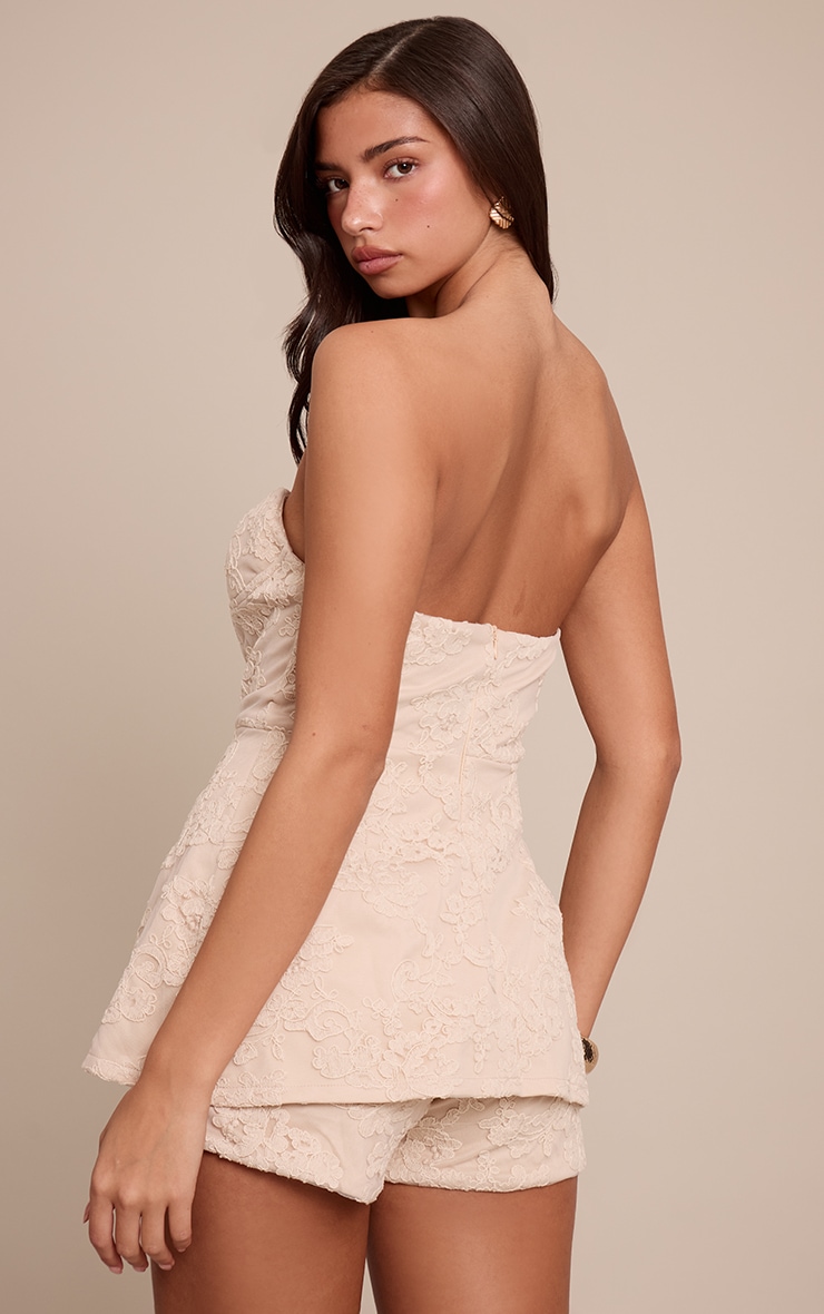 Light Nude Floral Crochet Lace Bandeau Playsuit image 2