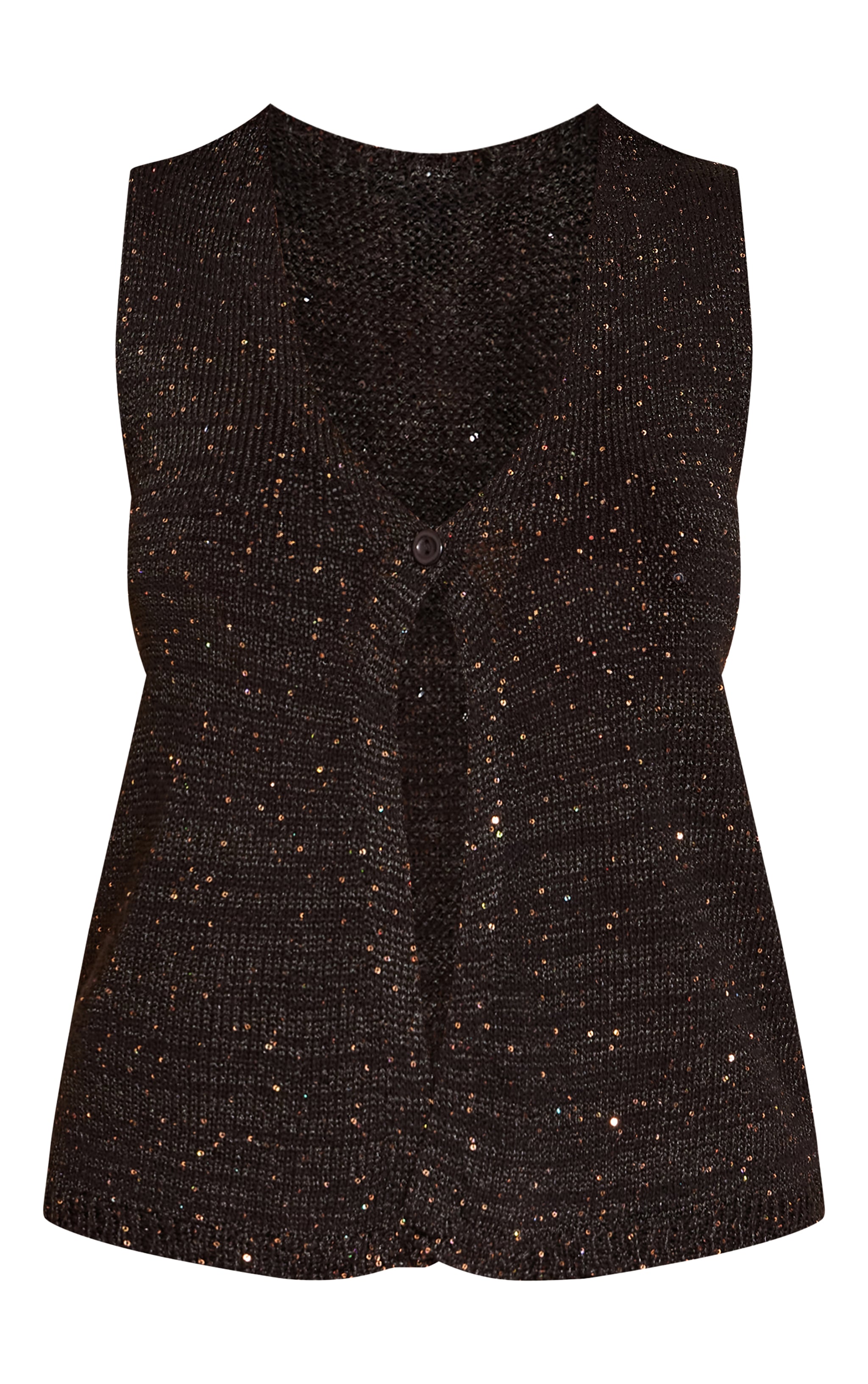Petite Black Sequin Knitted Vest Top image 5