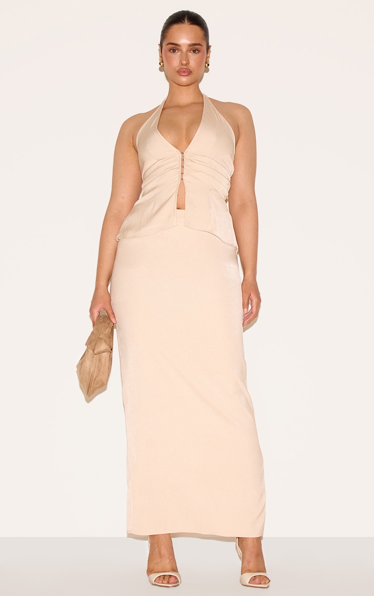Shape Jupe de tailleur longue tissée gris pierre clair à taille haute image 1