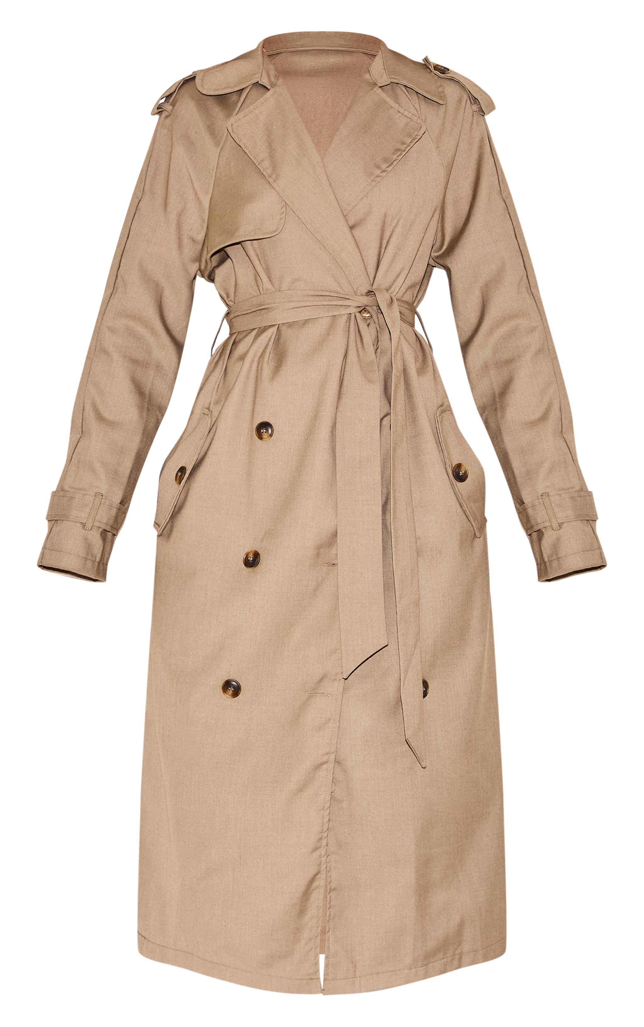 Petite Stone Tie Waist Trench Coat