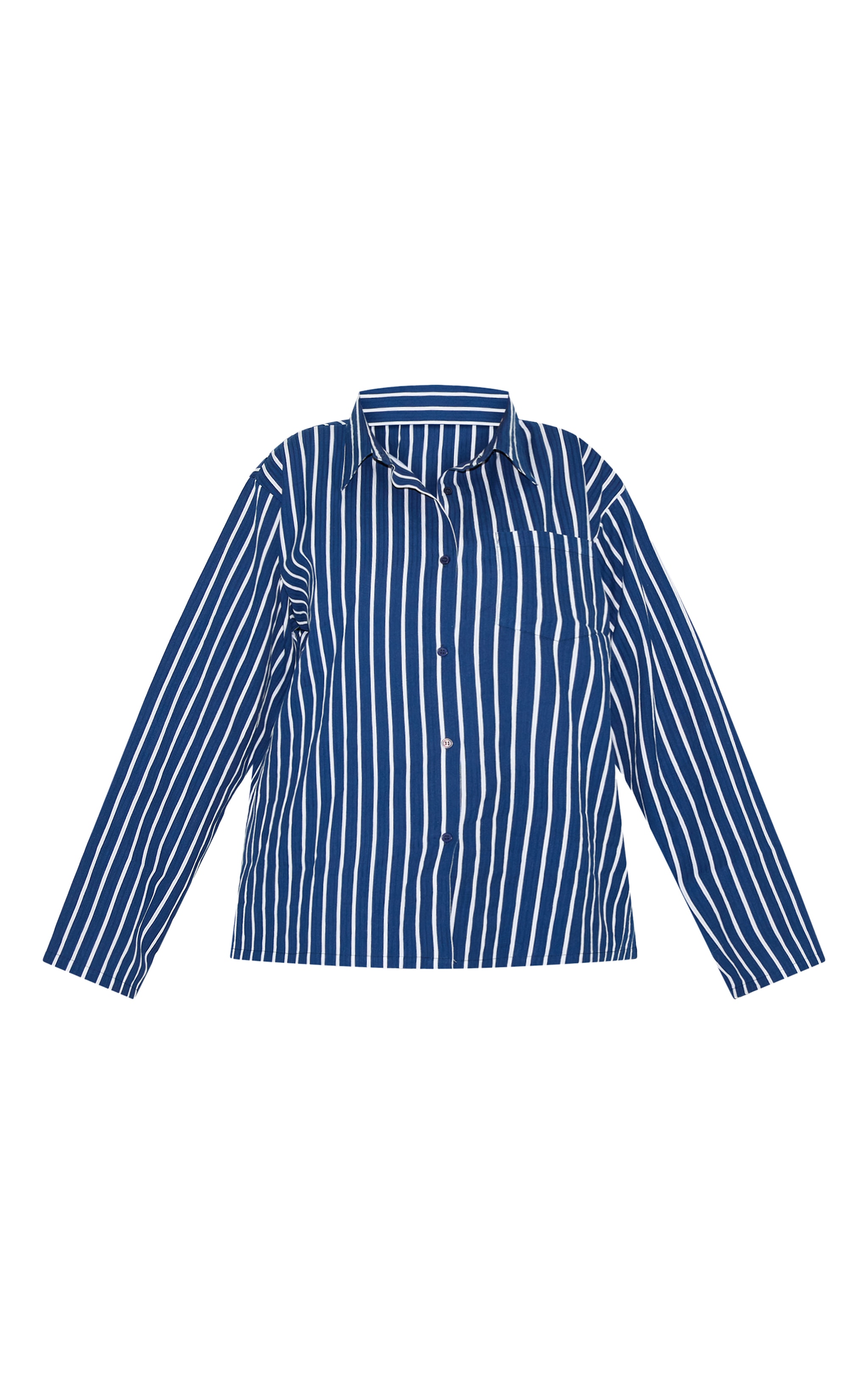 Plus Navy Striped Oversized Long Sleeve Shirt image 5