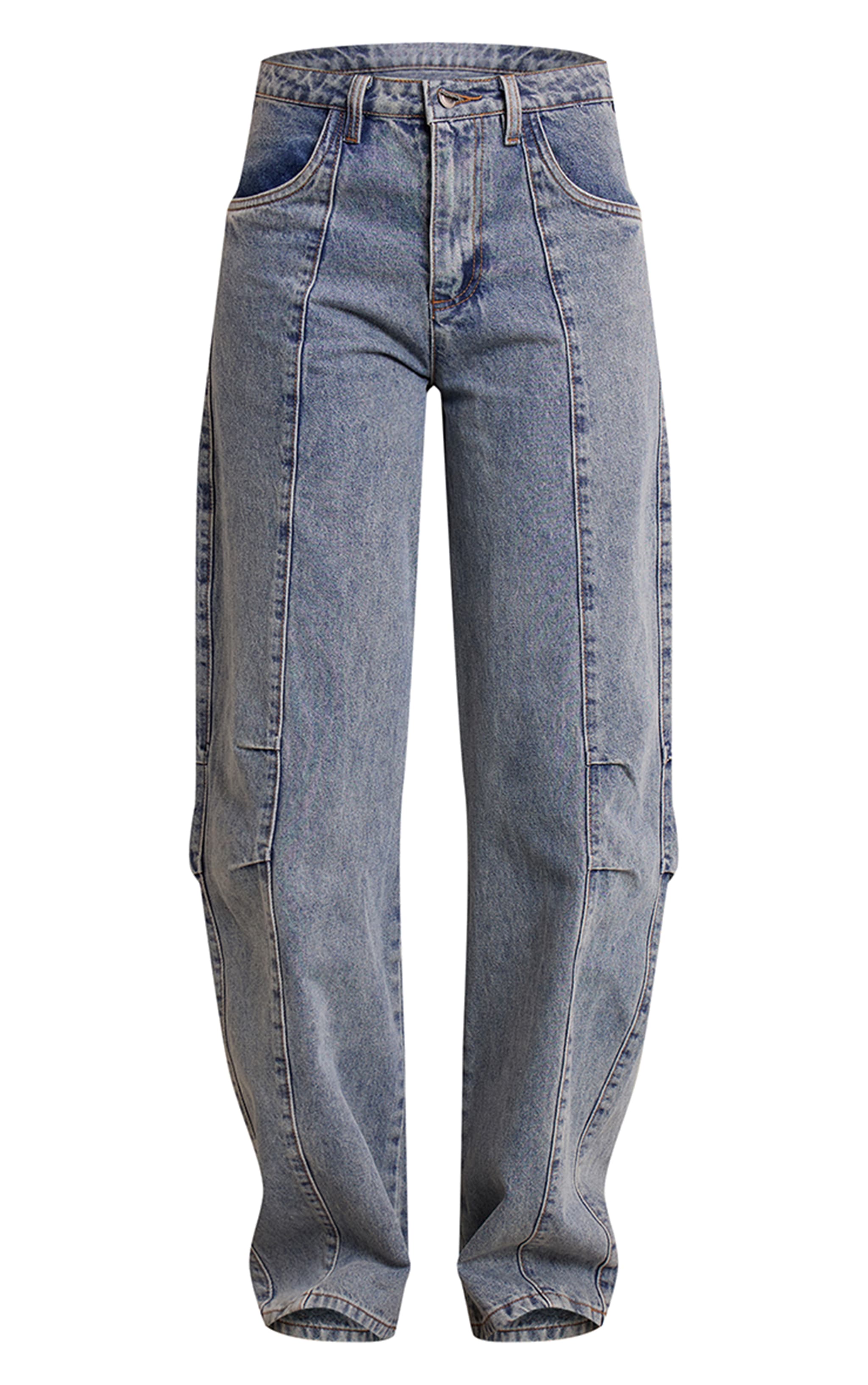 Tall Vintage Mid Rise Seam Detail Barrel Jeans image 5