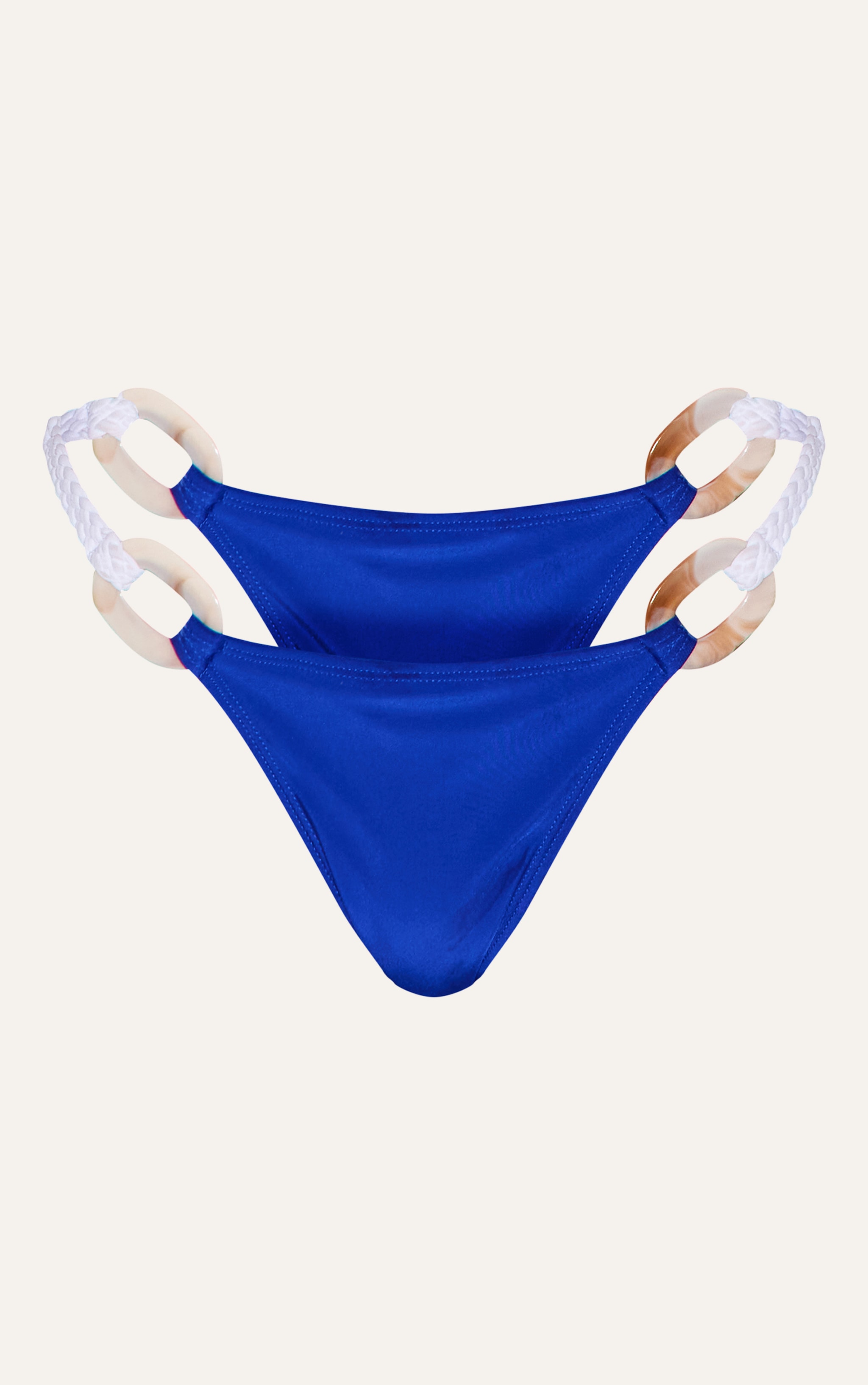 Bas de maillot de bain tanga bleu cobalt à empiècements anneaux image 5