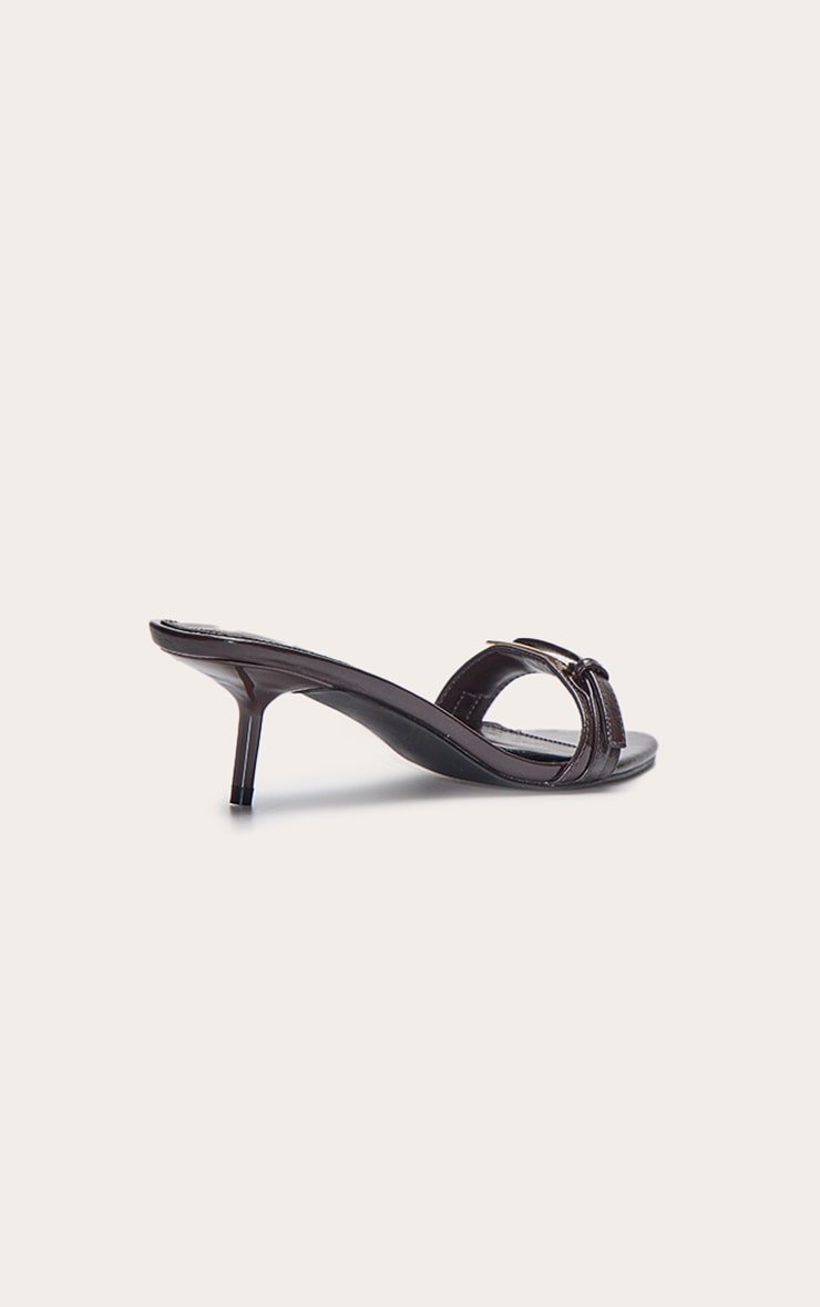 Chocolate Crinkle Buckle Kitten Heel Mule image 4