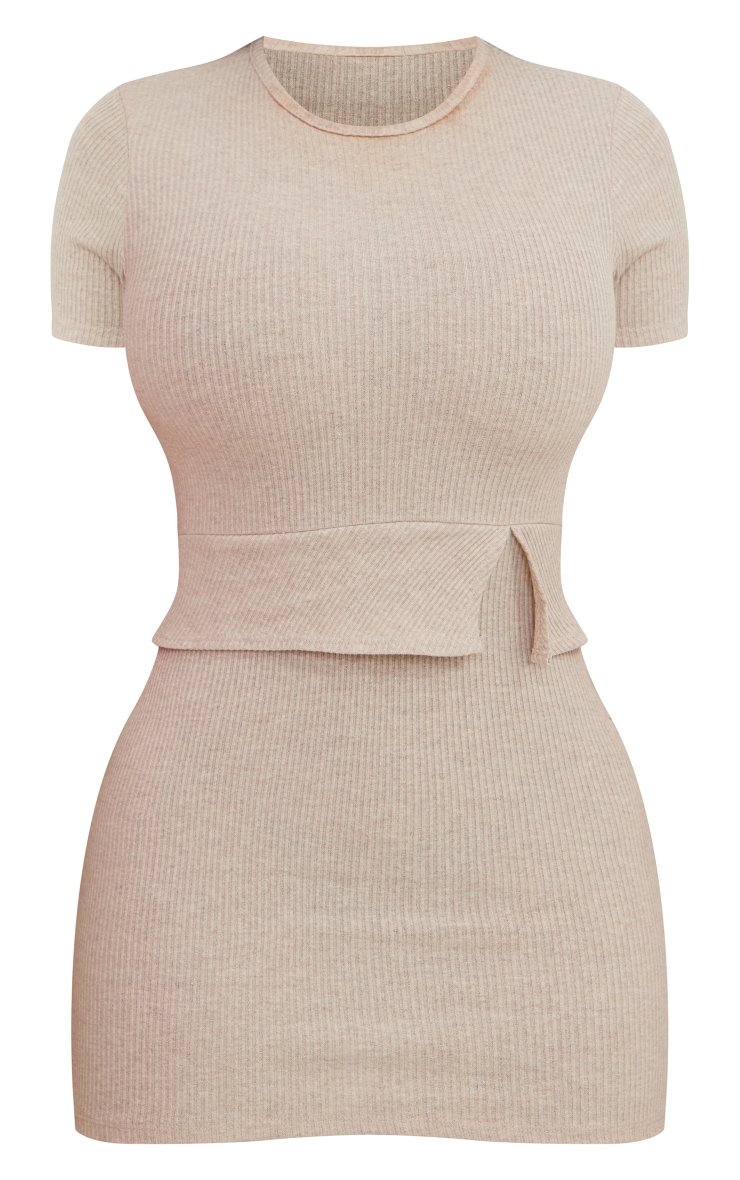 Shape Oatmeal Rib Fold Waist Bodycon Dress image 5