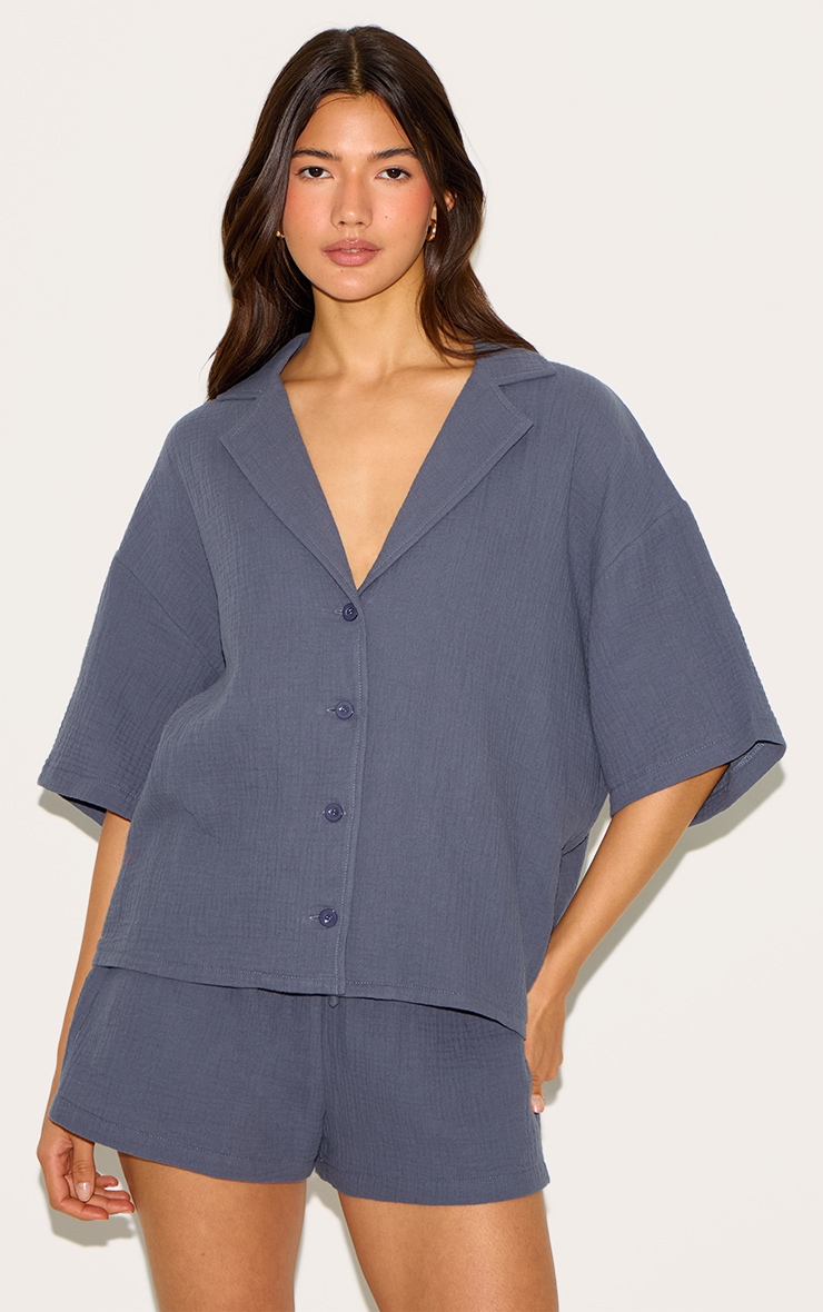 Charcoal Woven Short Sleeve Shirt image 1
