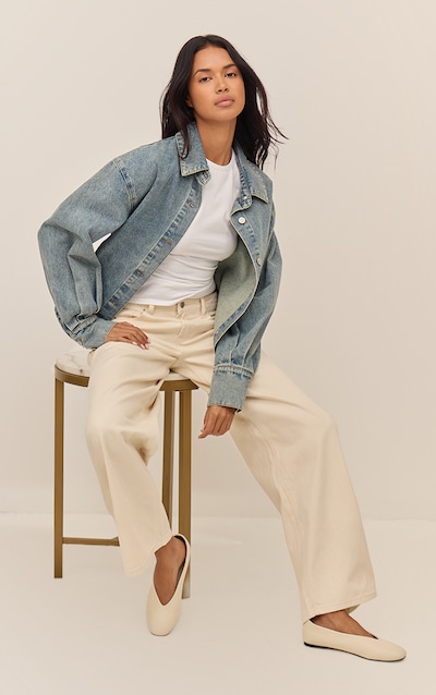 Ecru Low Rise Barrel Jeans