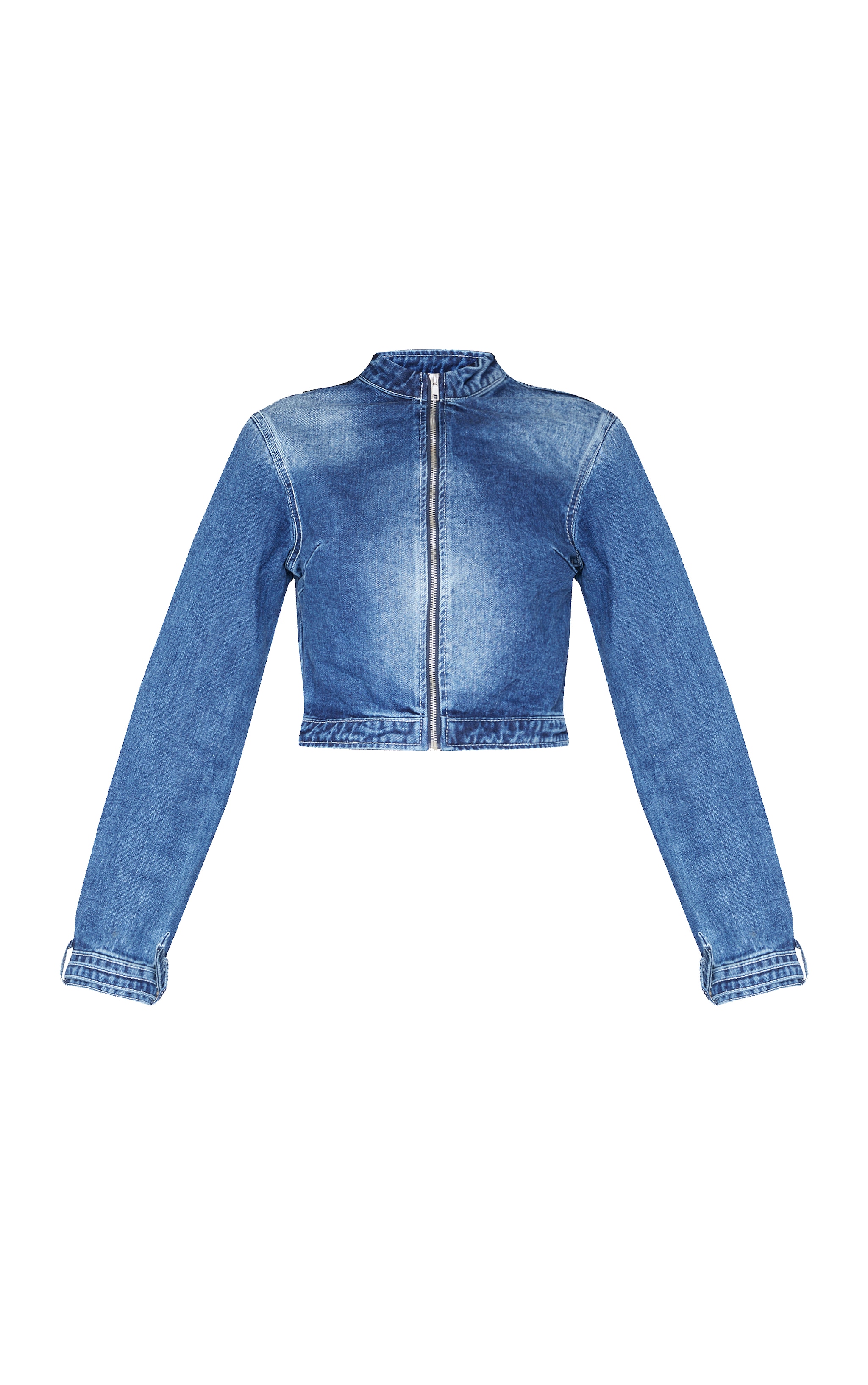 Indigo Buckle Detail Cropped Moto Jacket image 5