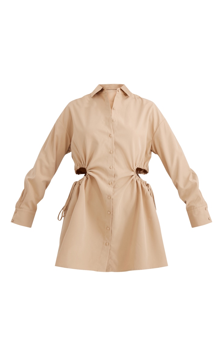 Stone Cut Out Ruched Waist Detail Shirt Dress image 5