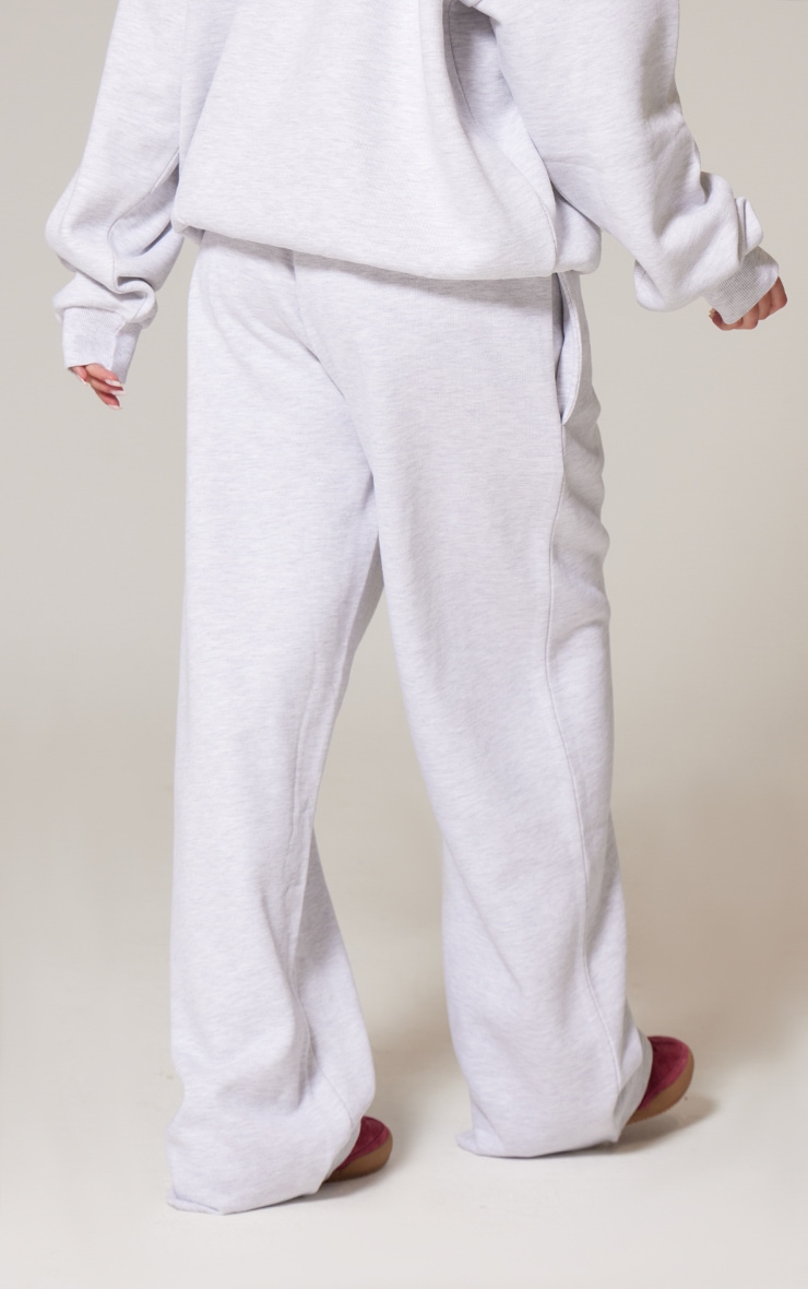 PRETTYLITTLETHING Ash Grey Premium Embroidered Oversized Wide Leg Sweatpants image 3