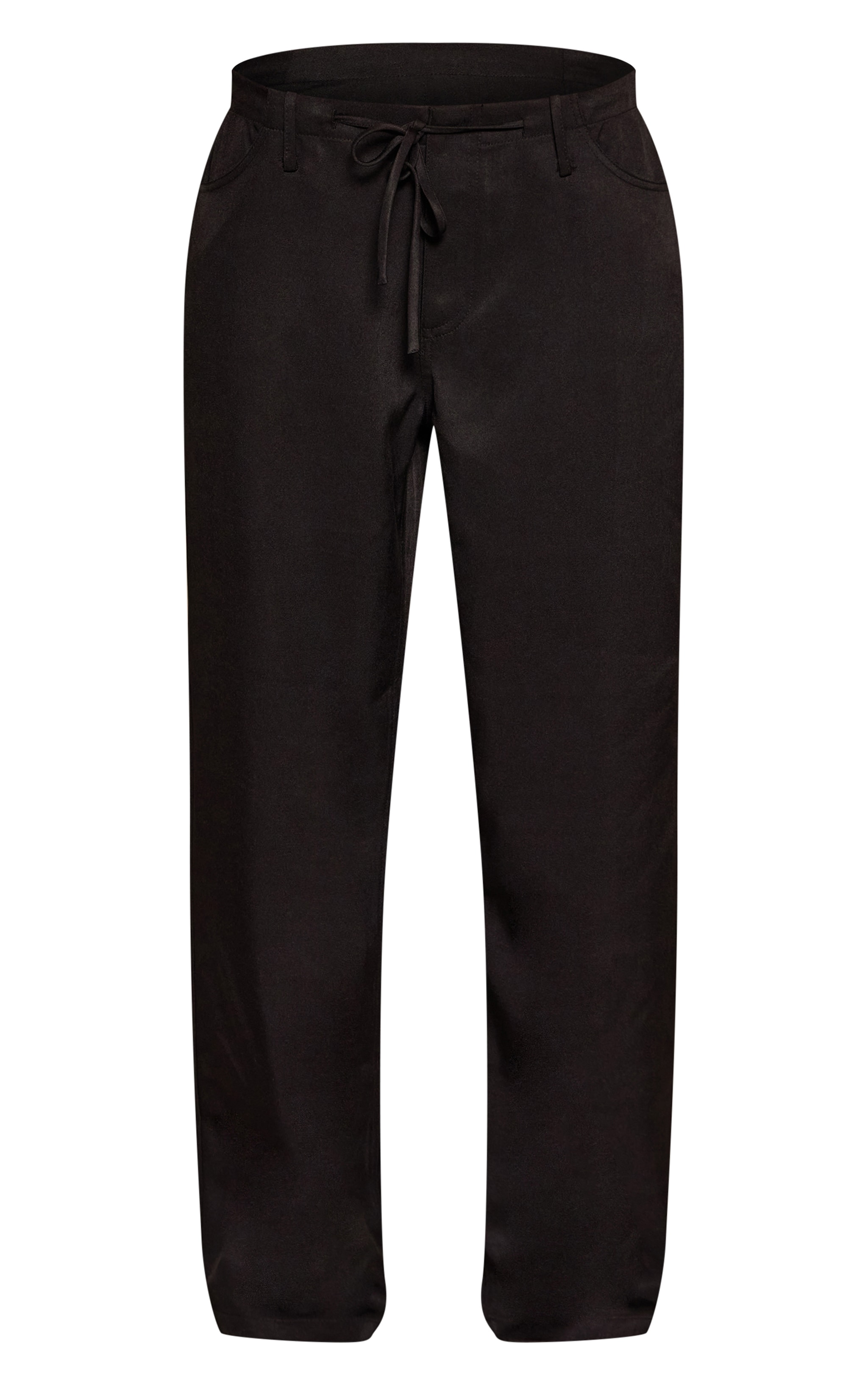 Black Woven Tie Waist Detail Wide Leg Trousers  image 5
