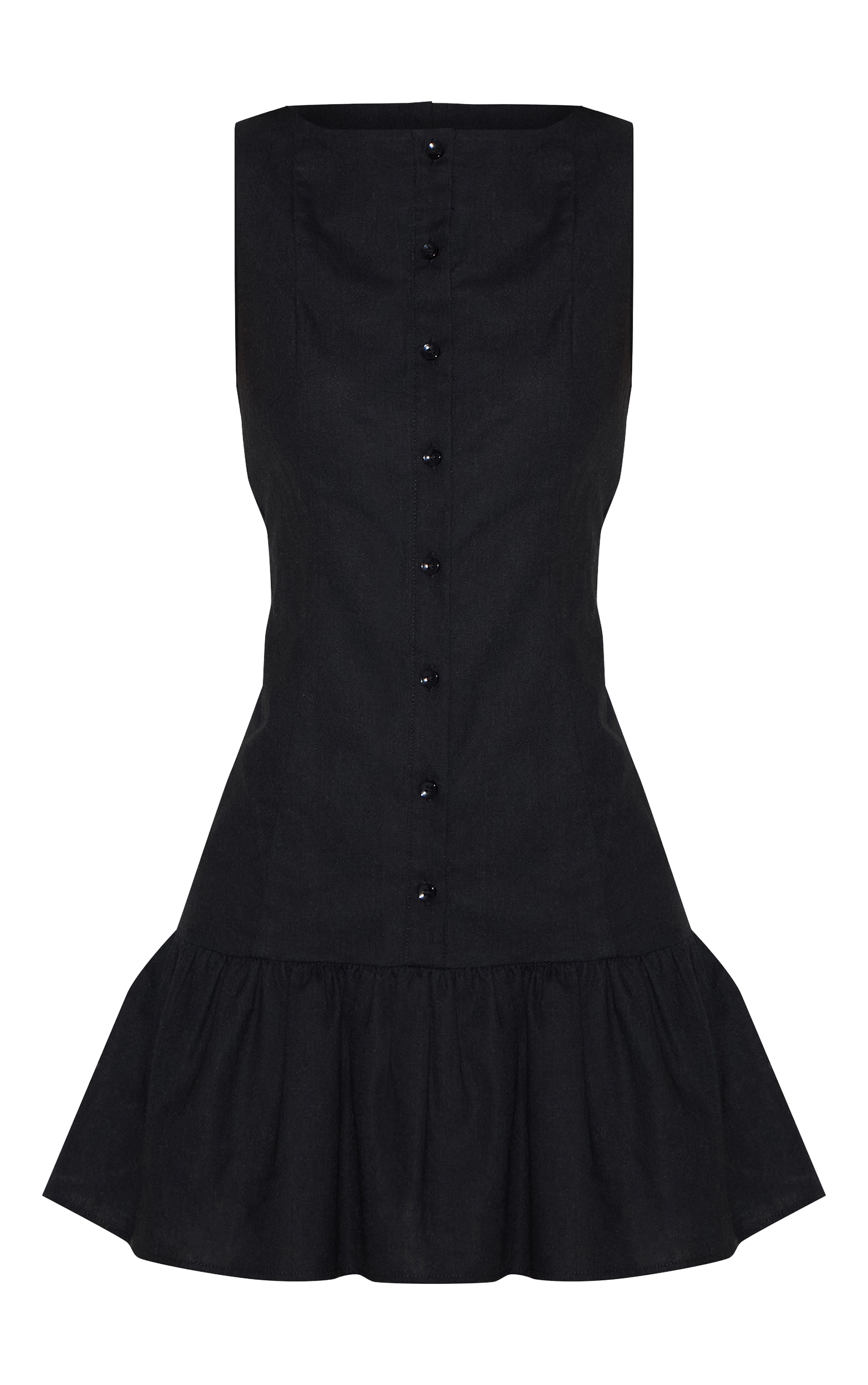 Black Button Down Boat Neck Shift Dress image 5