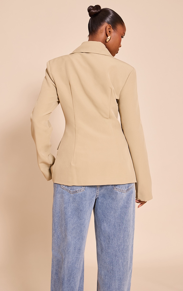 Sage Cinch Waist Lapel Point Detail Blazer image 2