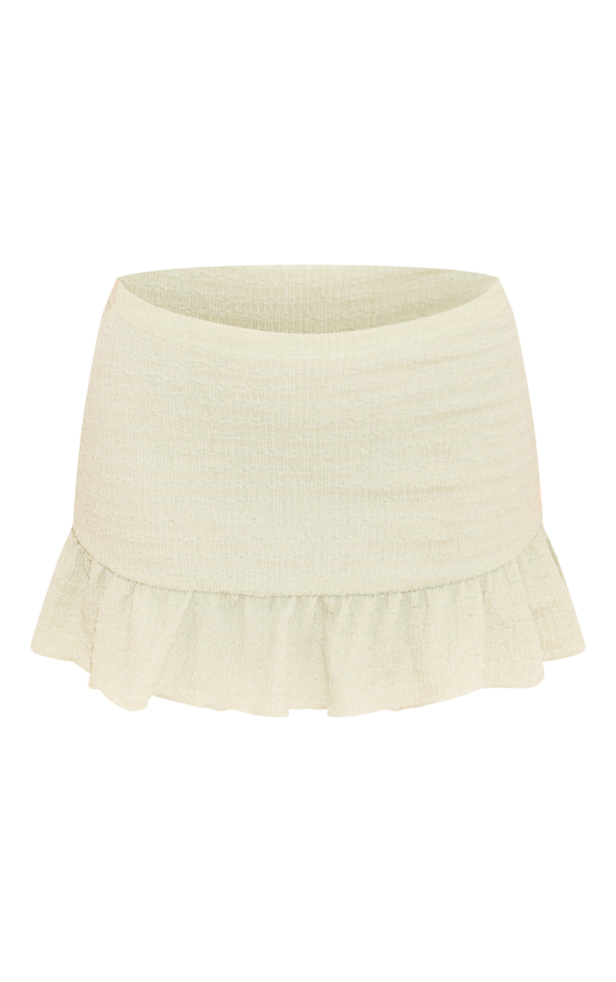 Sage Textured Mid Waist Frill Hem Mini Skirt image 1